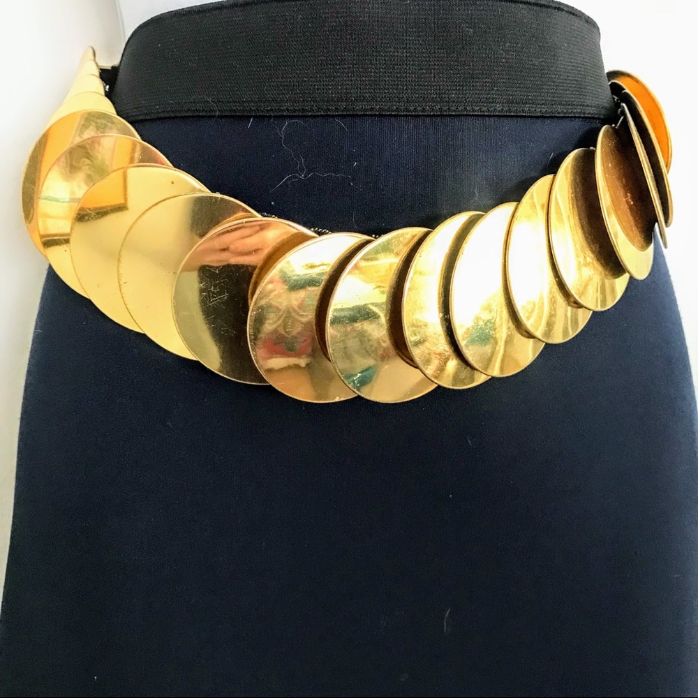 Coin Belt Gold Stretch Vintage Wide Statement Disc